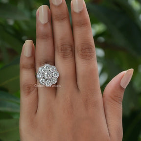 Old European Round Cut Moissanite Halo Ring