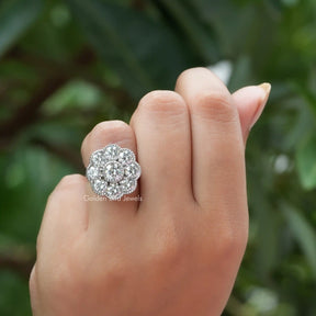 Old European Round Cut Moissanite Halo Ring