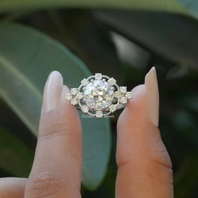 [Old European Round Cut Moissanite Proposal Ring]-[Golden Bird Jewels]