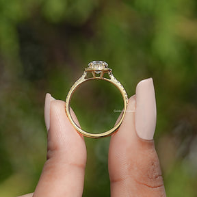 Old European Round Moissanite Halo Accent Ring