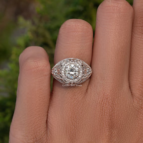 Vintage Moissanite Old European Round Cut Ring
