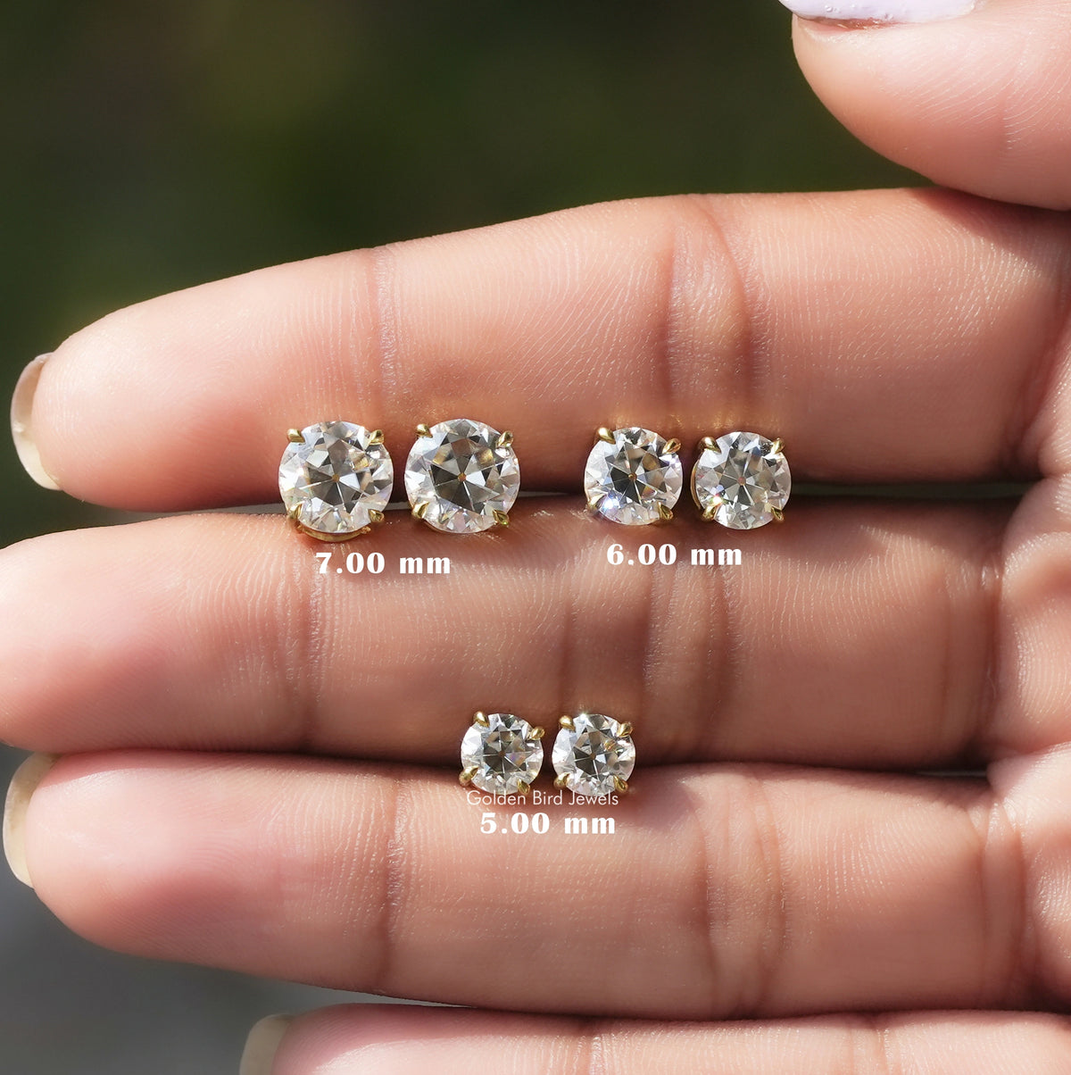 Colorless Multi Carat Weight Round Cut Moissanite Stud Earrings
