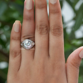 Old European Round Cut Moissanite Vintage Ring