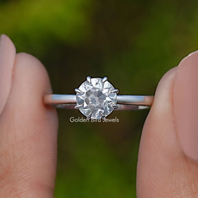 Moissanite Old European Round Solitaire Ring