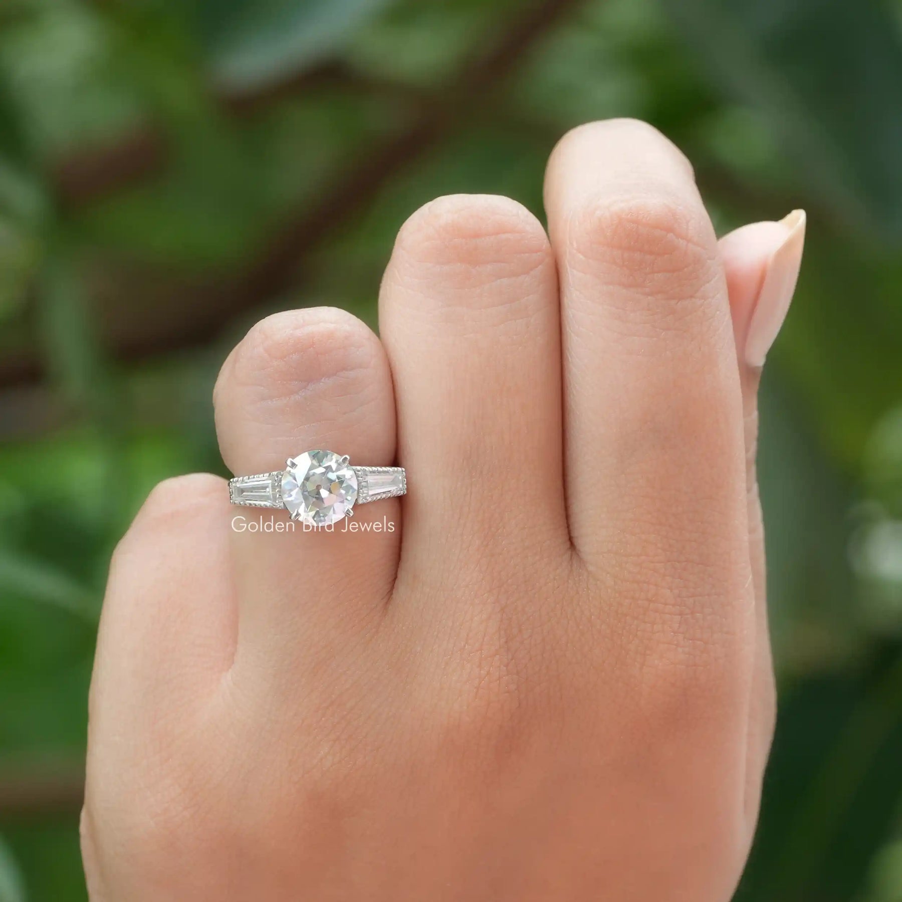 3 Stone Round Engagement Ring