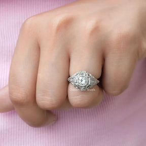 Old European Round Cut Vintage Moissanite Ring