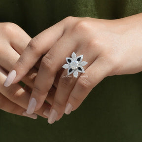 [Old European Round Cut Moissanite Ring Set In Round Cut Side Stones]-[Golden Bird Jewels]