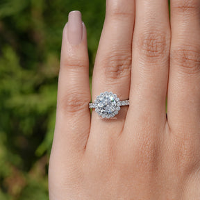 Old European Round Lab Diamond Halo Accent Ring
