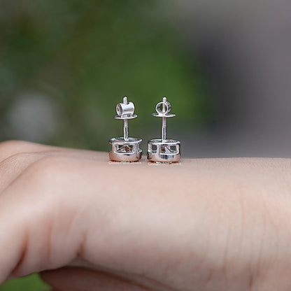 Back View of Old European Cut Round Diamond Earrings in screw back