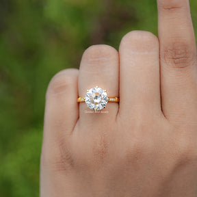 Moissanite Old European Round Accent Engagement Ring