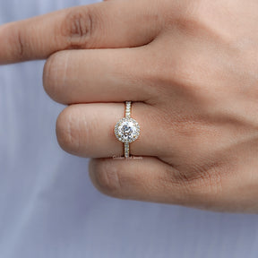 Old European Round Moissanite Halo Accent Ring