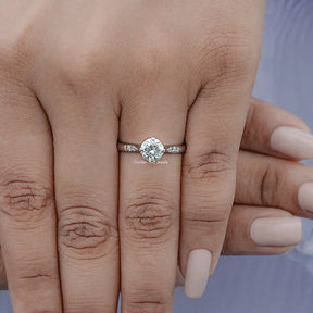 Moissanite Old European Round Accent Stone Ring