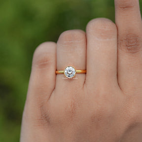 Bezel Set Old European Round Moissanite Ring
