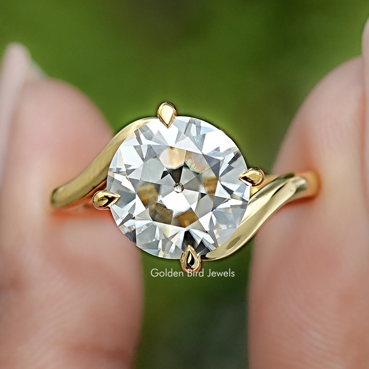 Old European Round Moissanite Bypass Ring