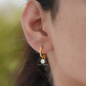 Old European Cut Round Moissanite Dangle Earrings