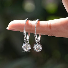 Moissanite Old European Cut Round Dangle Earrings