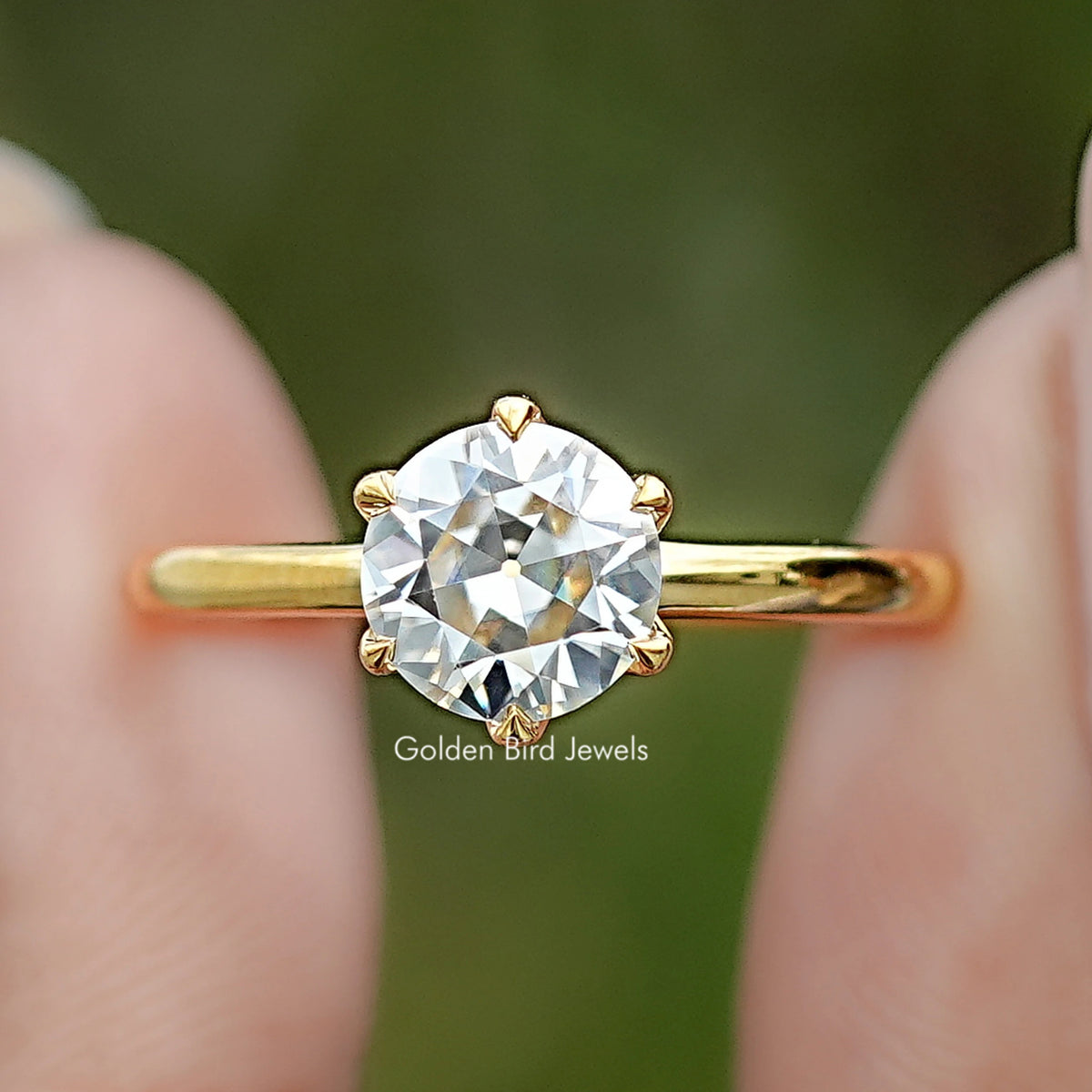 Old European Round Moissanite Engagement Ring