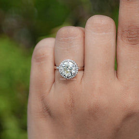 Old European Round Moissanite Halo Bridge Accent Ring