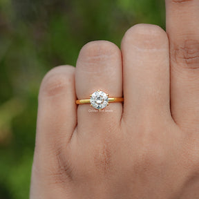 Old European Round Moissanite Engagement Ring