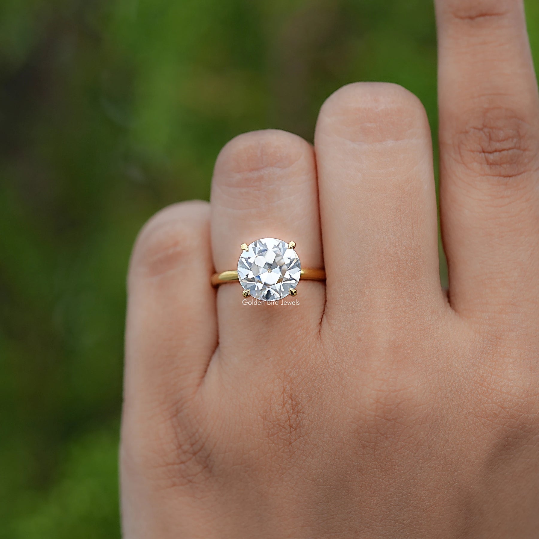 Old European Round Moissanite Solitaire Engagement Ring