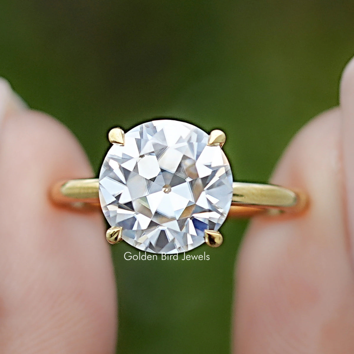 Old European Round Moissanite Solitaire Engagement Ring