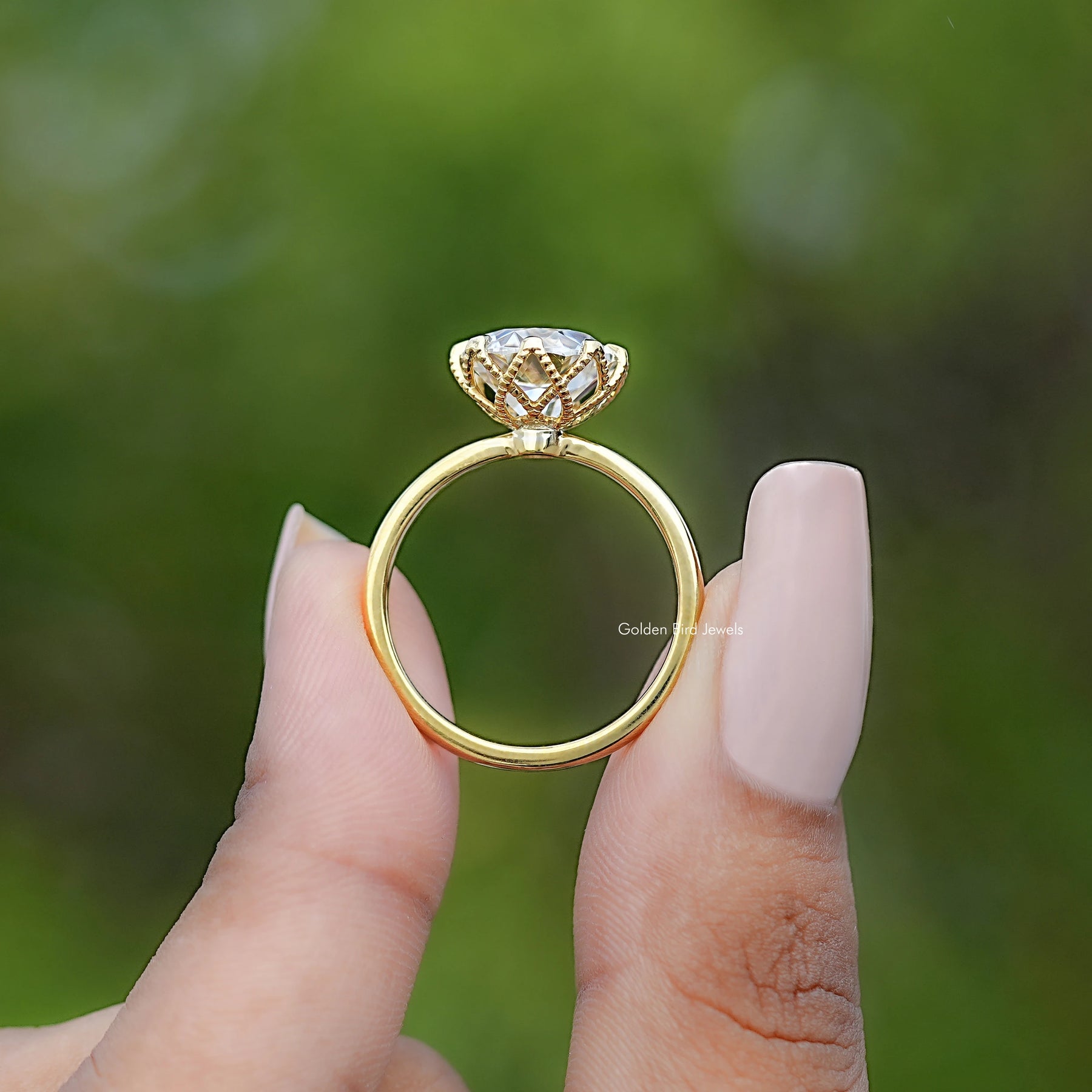 Old European Cut Round Moissanite Solitaire Ring