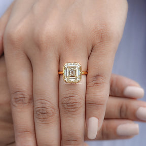 Old Mine Asscher Moissanite Solitaire Ring