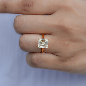 Old Mine Asscher Moissanite Engagement Ring