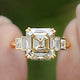 Old Mine Asscher Moissanite Five Stone Ring