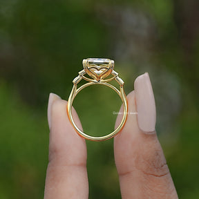 Old Mine Asscher Moissanite Five Stone Ring