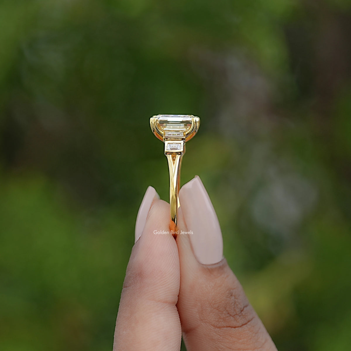 Old Mine Asscher Moissanite Five Stone Ring