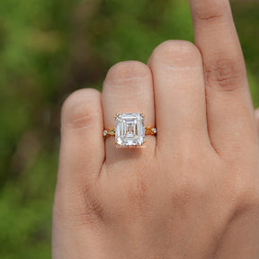 Old Mine Asscher Cut Moissanite Accent Ring