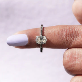[Front view of old mine cushion cut moissanite ring]-[Golden Bird Jewels]