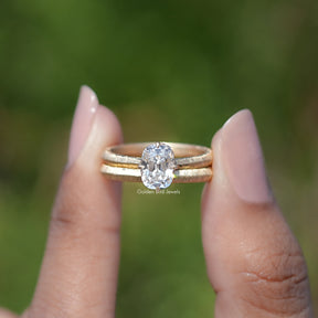 Old Mine Cushion Cut Lab Diamond Bridal Ring Set