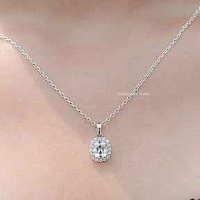 Old Mine Cushion Cut Lab Diamond Halo Pendant