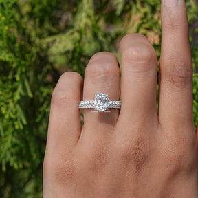 Front View of Lab Diamond Old Mine Cushion Cut Ring