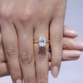 Old Mine Cushion Cut Lab Diamond Split Shank Ring