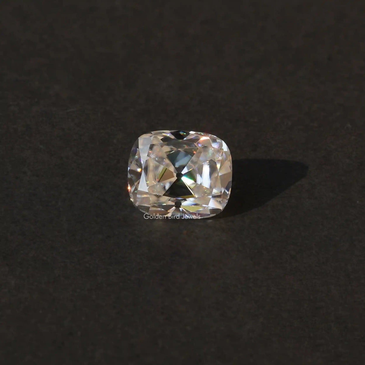 [Front view of old mine cushion cut loose stone made with vvs clarity]-[Golden Bird Jewels]