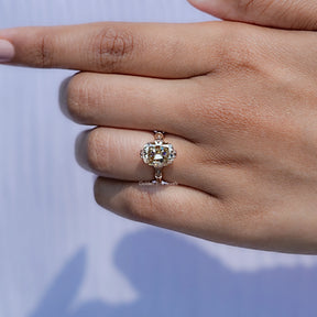 Old Mine Cushion Moissanite Accent Ring