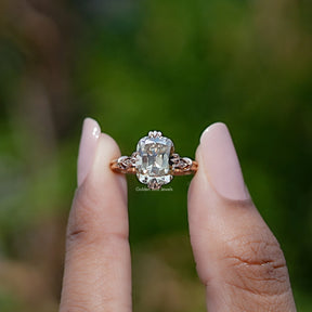 Old Mine Cushion Moissanite Accent Ring