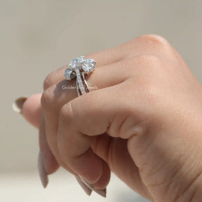 [Moissanite Old Mine Cushion Cut Engagement Ring Crafted With 18k White Gold]-[Golden Bird Jewels]
