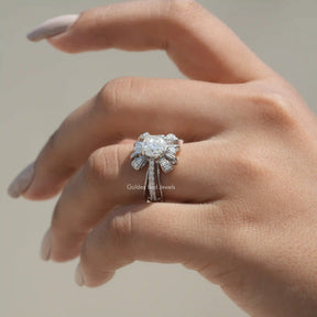 [Cushion Cut Moissanite Engagement Ring Set In Prongs]-[Golden Bird Jewels]