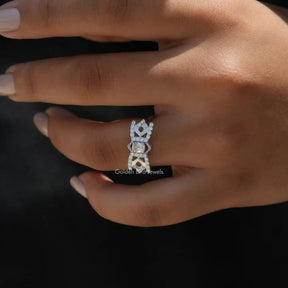 [Old Mine Cushion Cut Moissanite Vintage Style Engagement Ring]-[Golden Bird Jewels]