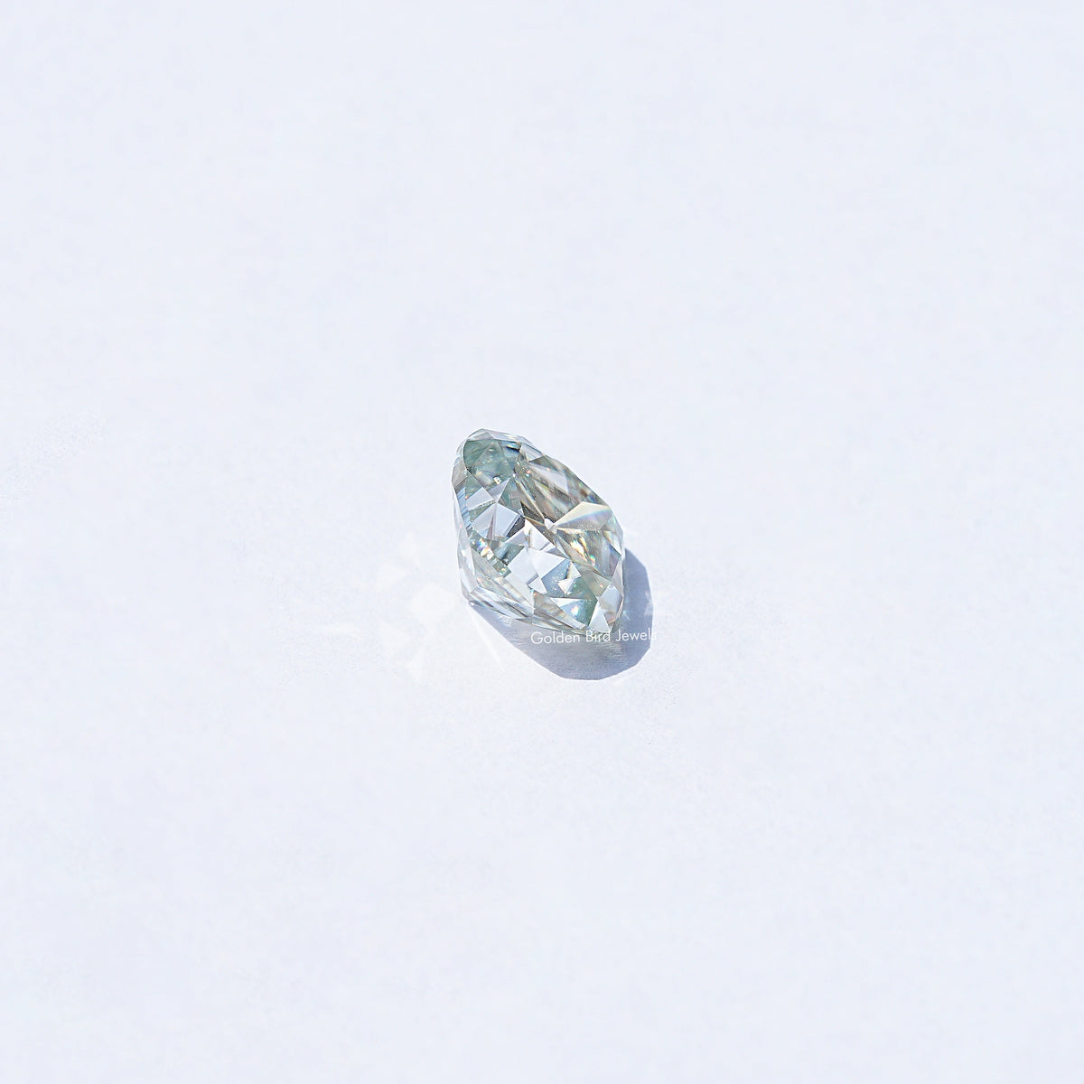 [Front view of old mine cuhion cut moissanite]-[Golden Bird Jewels]