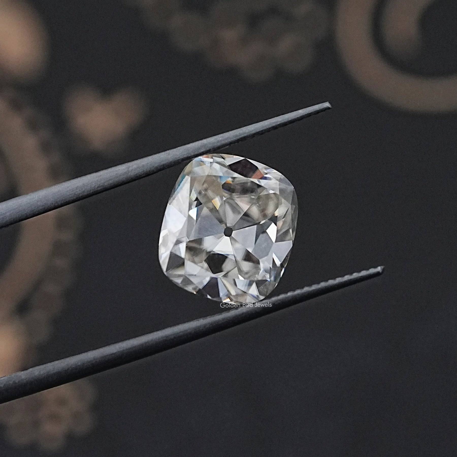 Off White Old Mine Cushion Cut Loose Moissanite