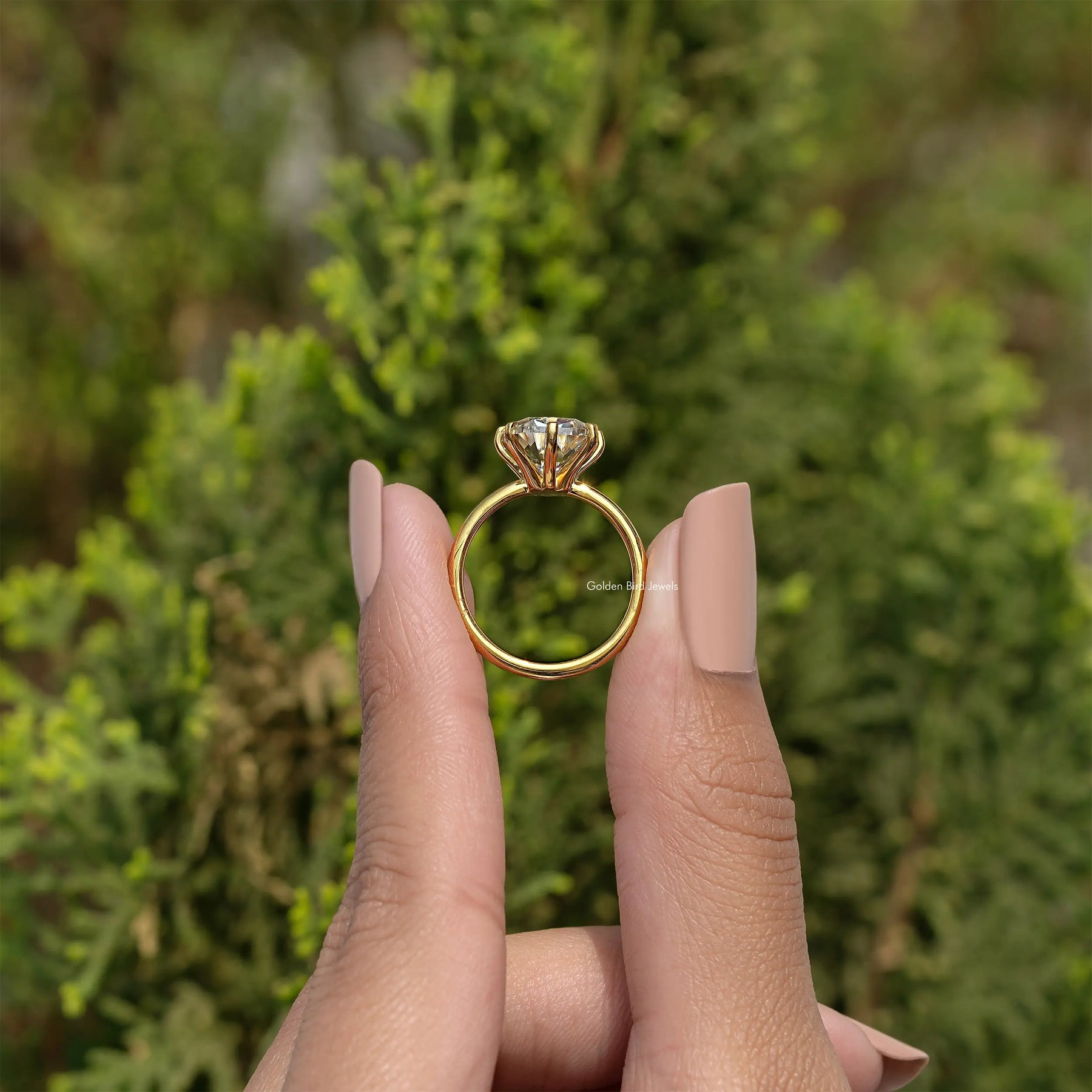 Old Mine Cushion Cut Moissanite Prong Set Solitaire Ring