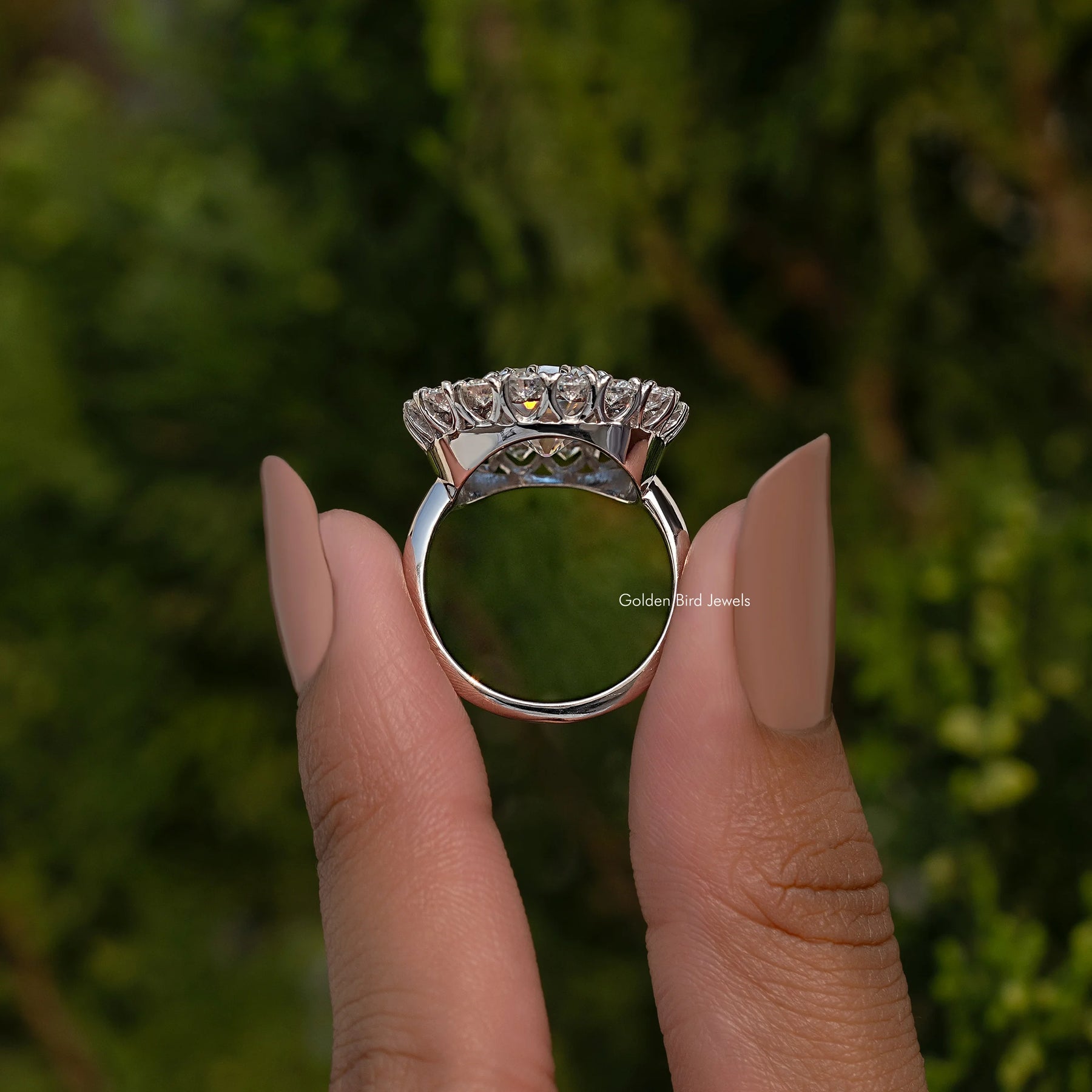 Double Halo Old Mine Cushion Moissanite Ring