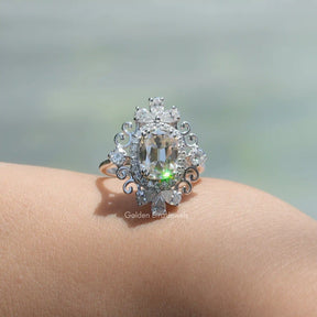[This vintage style moissanit old mine cushion cut ring available at golden bird jewels]