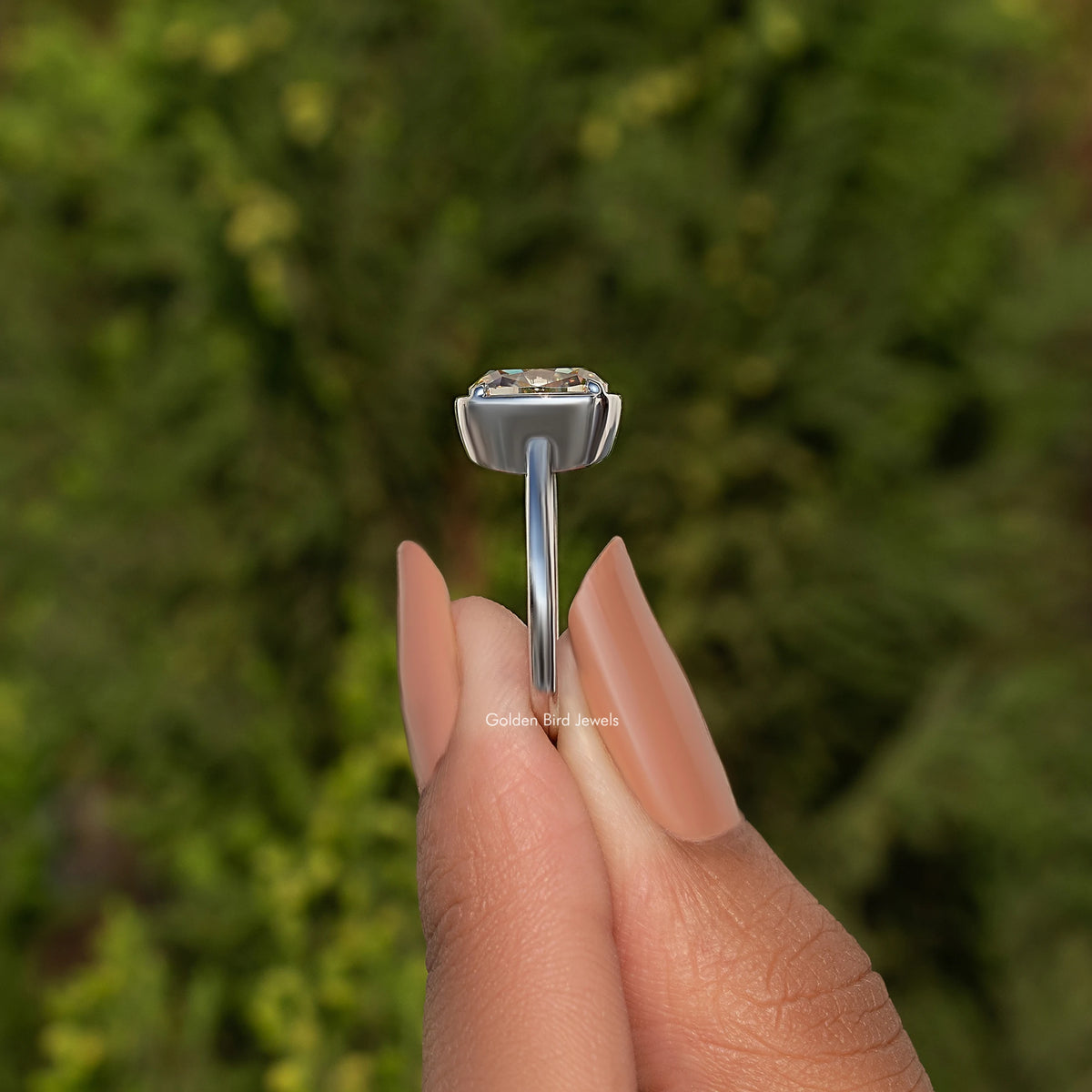 Old Mine Cushion Moissanite Solitaire Ring