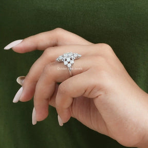 [Moissanite Old Mine Cushion Cut Engagement Ring With Vintage Style]-[Golden Bird Jewels]